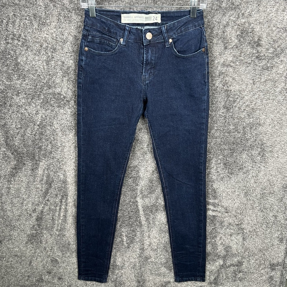 Barbell Apparel Jeans Women's 24 27x30 Dark Wash Slim Fit Athletic Stretch Denim